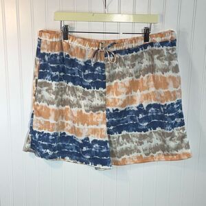 Watercolor Starburst Tye-Dye Shorts Women 3XLarge Blue Mocha Sweet Lovely Lounge